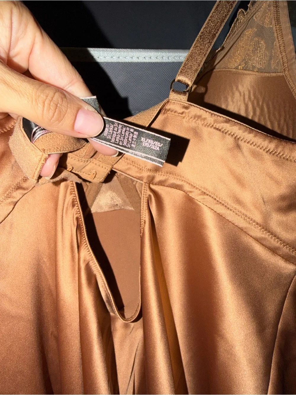 Victoria's Secret Copper Satin Slip Chemise with Sequin Lace Cups